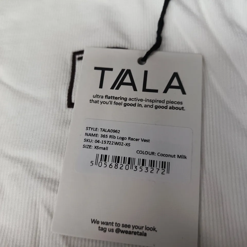 TALA 365 RIB LOGO RACER VEST – COCONUT MILK, UK XS