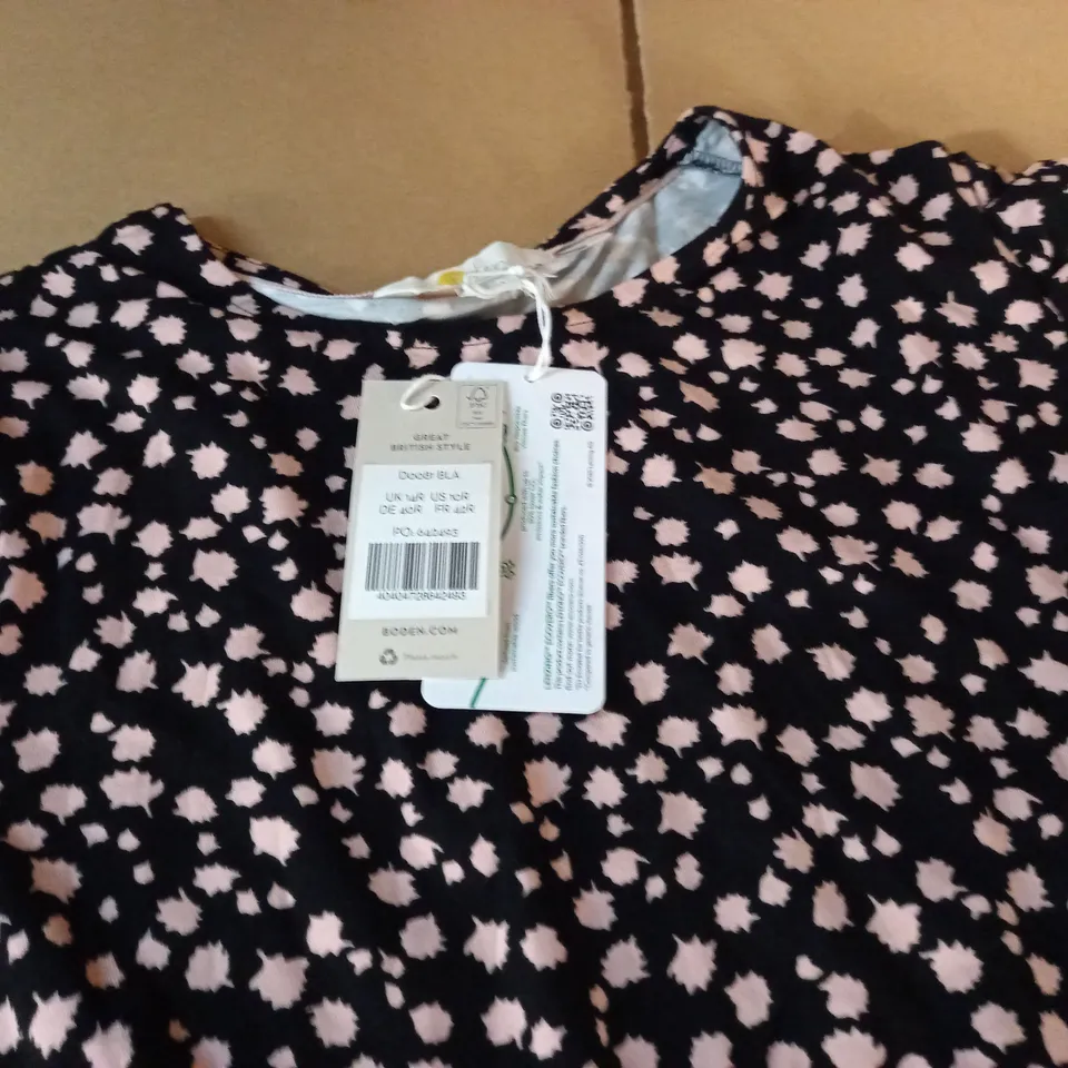 BODEN PATTERNED LONG SLEEVED DRESS - UK 14R