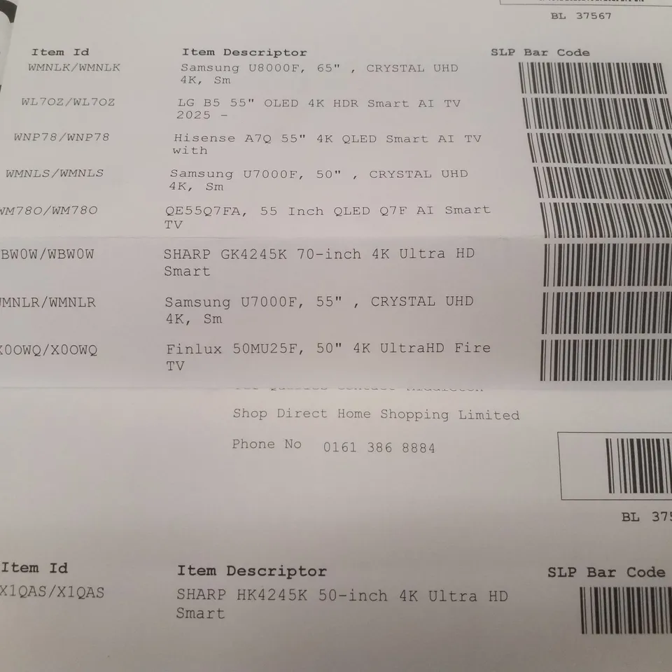 PALLET CONTAINING 9 ASSORTED DAMAGED TVS