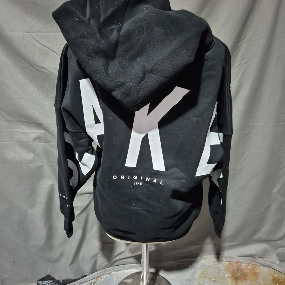 BLAKEY PRINTED HOODIE IN BLACK/WHITE SIZE XS