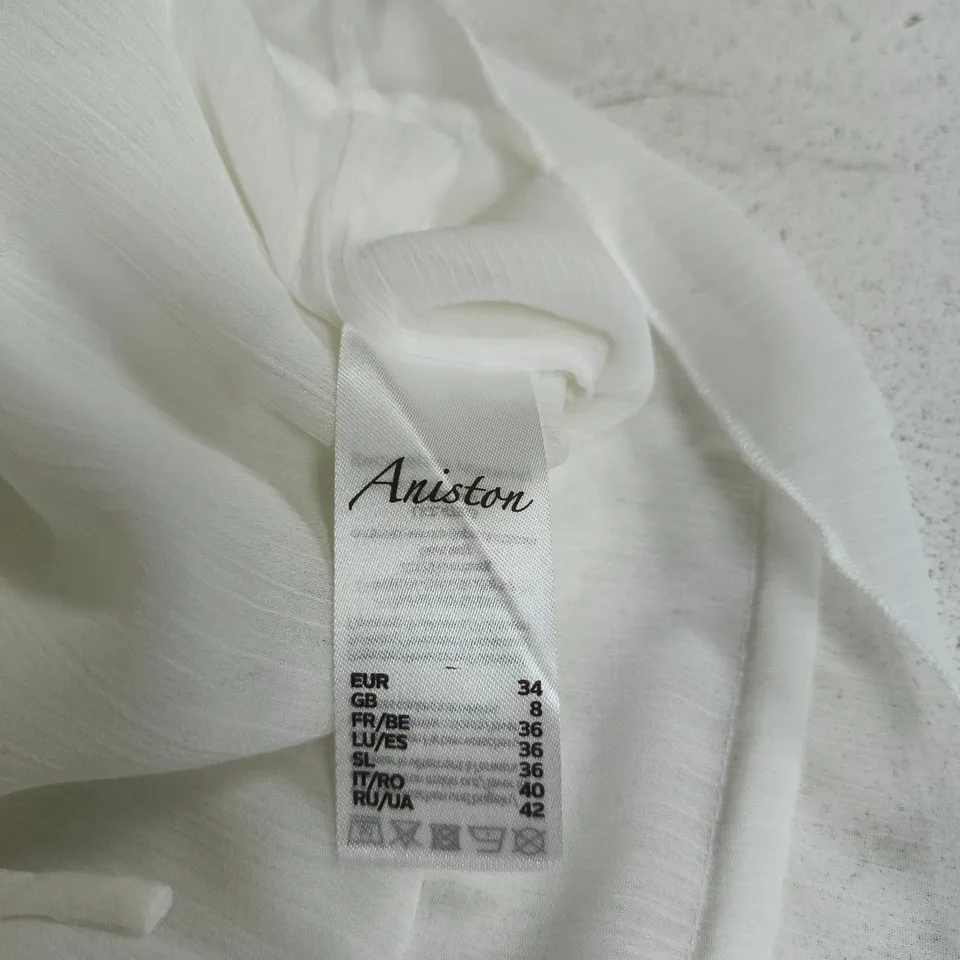 Aniston White Blouse with Frill Collar size 8