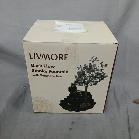 BOXED LIVMORE BACK FLOW SMOKE FOUNTAIN WITH GEMSTONE TREE IN BLACK