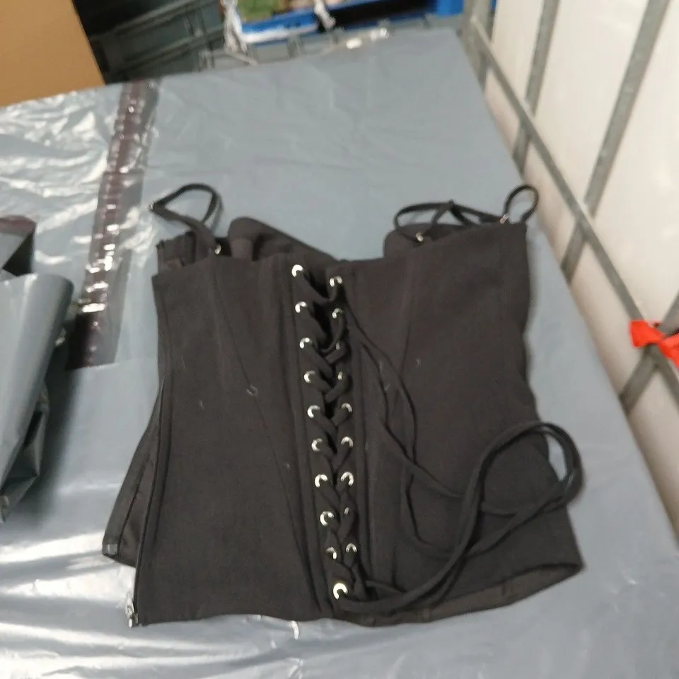 MARS THE LABEL BLACK CORSET BODICE WITH LACE-UP, UK 12