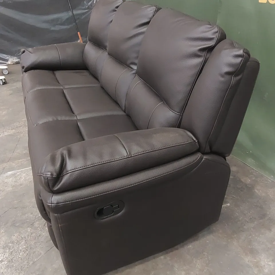 ALBION LUXURY FAUX LEATHER 3 SEATER HIGH BACK MANUAL RECLINER SOFA RRP £749
