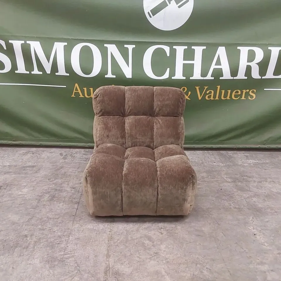 BRAND NEW BOXED  JACQUES PUFFED ROBA FABRIC SWIVEL CHAIR - KHAKI GREEN