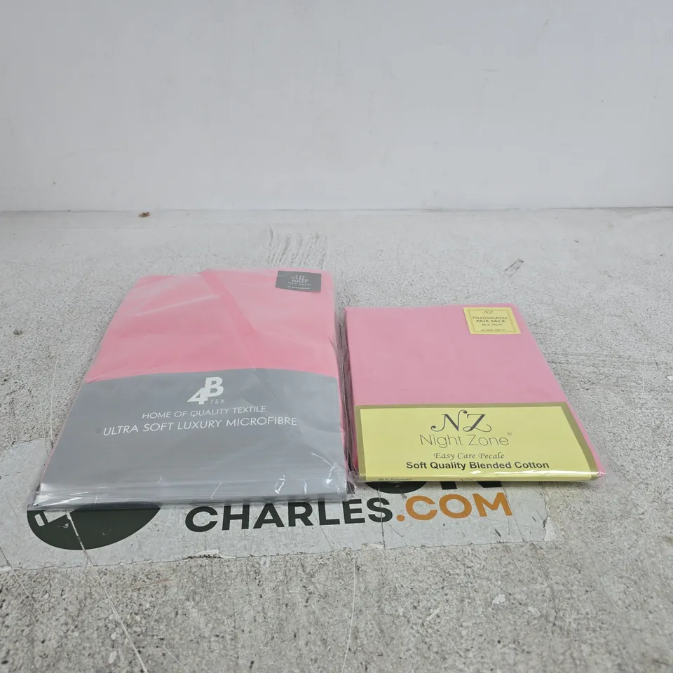 4BTEX PINK 4FT FITTED SHEET + NIGHT ZONE PAIR OF PINK PILLOWCASES