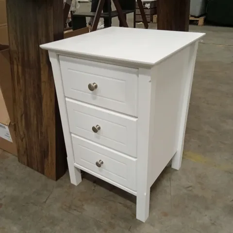 DESIGNER 3 DRAWER BEDSIDE - WHITE