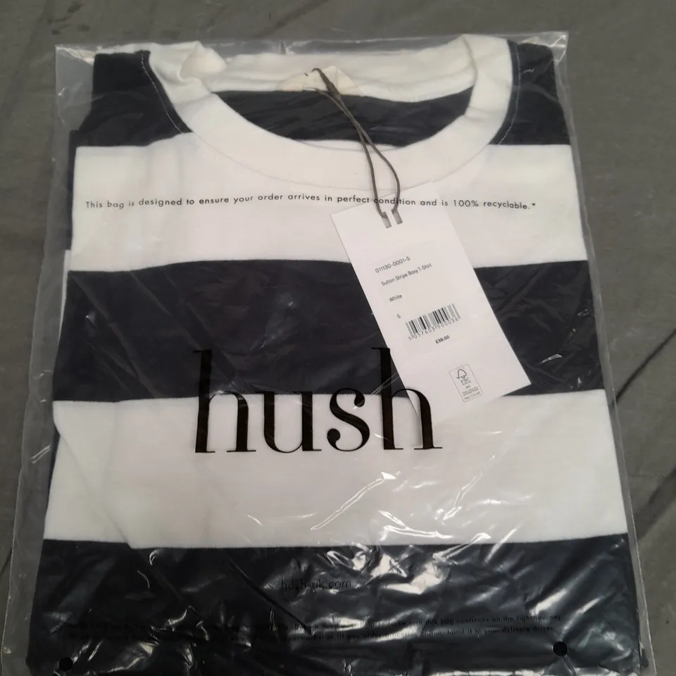 BAGGED HUSH SUTTON STRIPE BOXY T-SHIRT - S