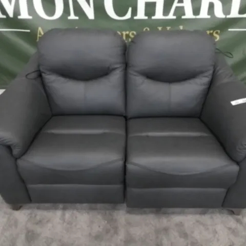 DESIGNER G PLAN MADE JACKSON CAMBRIDGE PETROL BLUE LEATHER ELECTRIC RECLINING TWO SEATER SOFA
