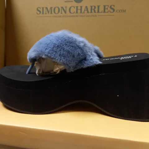 KOI SUGAR PAWS FLUFFY FLATFORMS THONG VEGAN SANDALS - SIZE 7