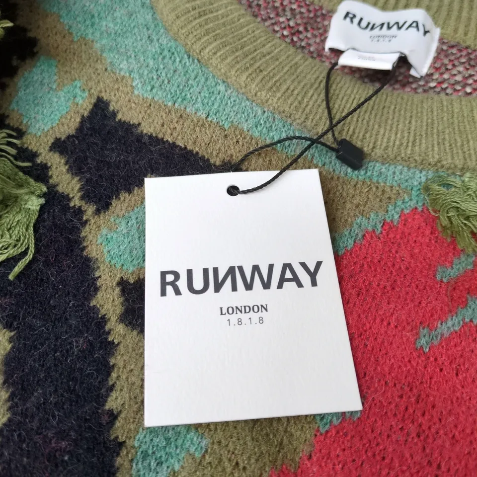 RUNWAY LONDON LONGLINE PATTERN JUMPER MULTI COLOUR MEDIUM WITH TAGS