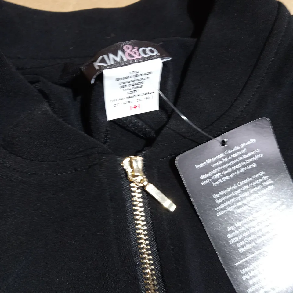 KIM & CO BLACK ZIP UP JACKET UK XS