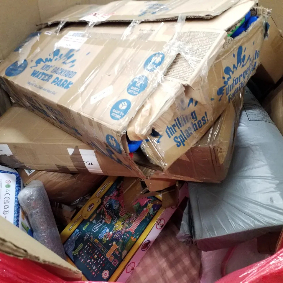 PALLET OF ASSORTED PRODUCTS INCLUDING MOUSE PAD, NURSERY TRAMPOLINE, PRIVACY SCREEN, SUITCASE