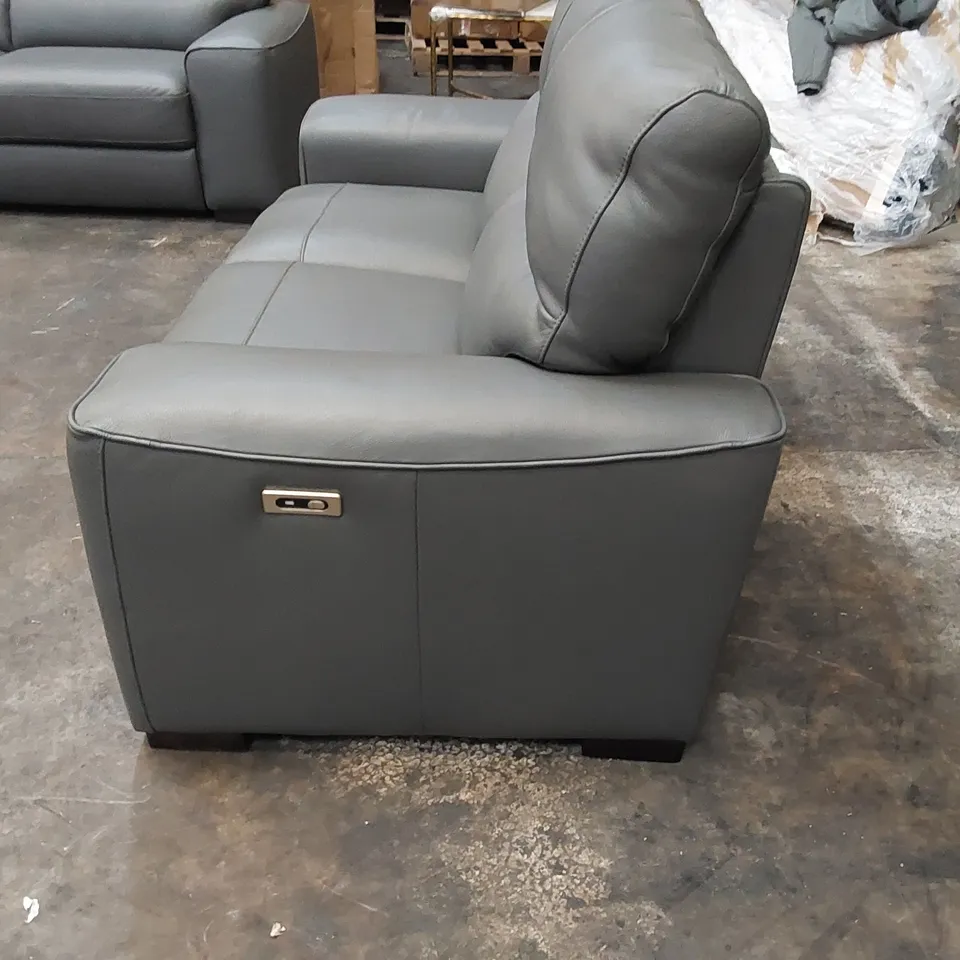 QUALITY ITALIAN DESIGNER SELVA NEW ELECTRIC LOVESEAT DARK GREY LEATHER 