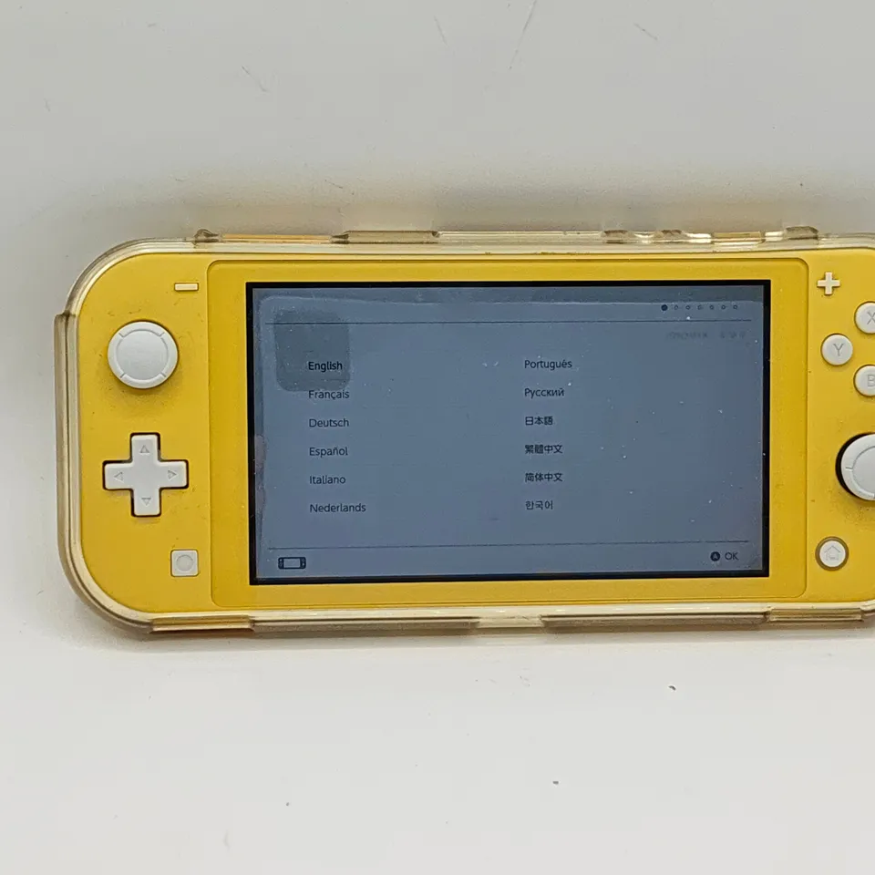 UNBOXED NINTENDO SWITCH LITE IN YELLOW WITH CLEAR CASE - HDH-001