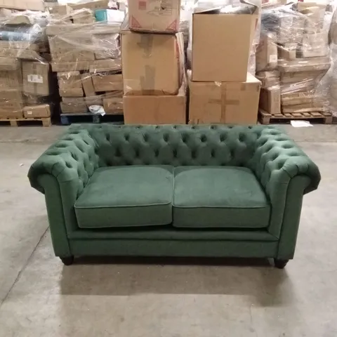 HAMPTON 2 SEATER CHESTERFIELD SOFA, MOSS GREEN CLASSIC VELVET