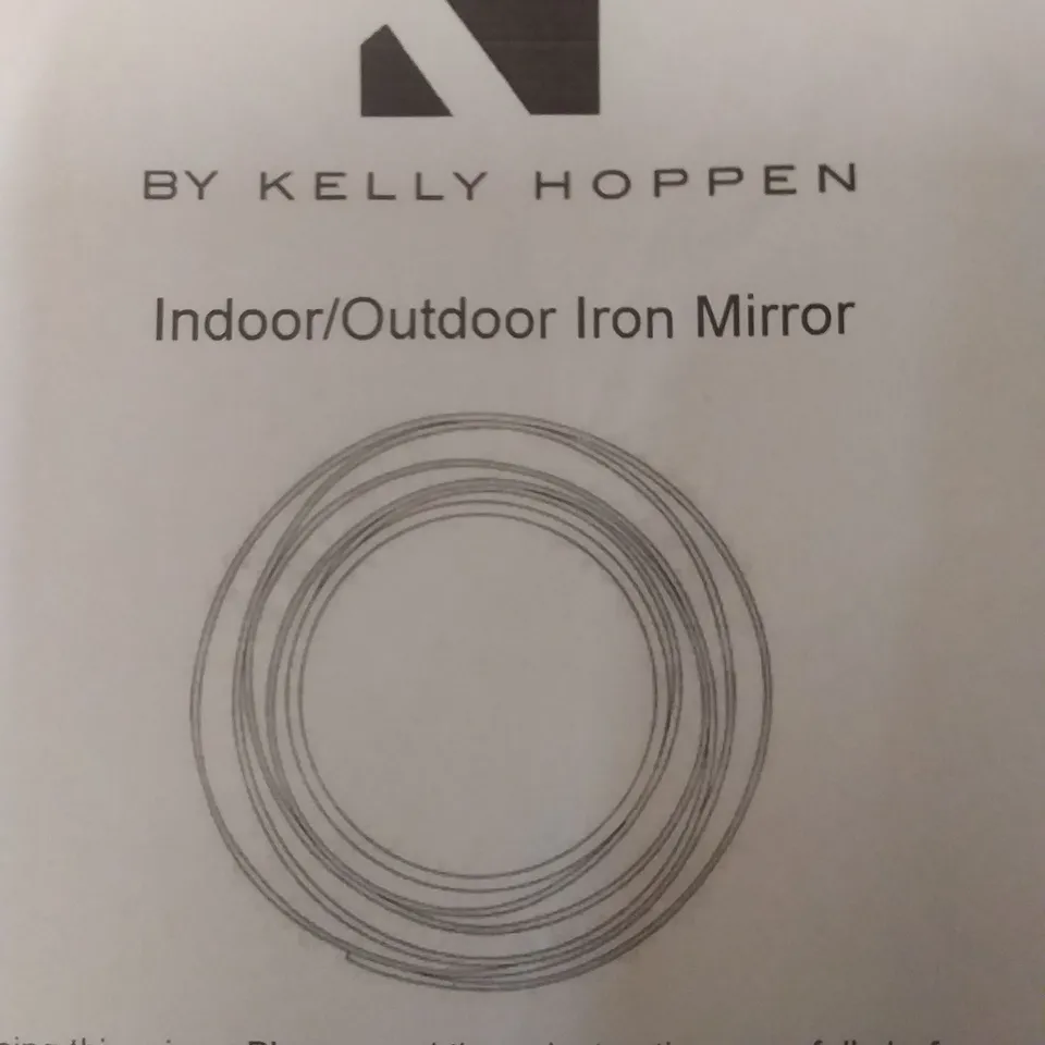BOXED KELLY HOPPEN OUTDOOR INDOOR IRON GARDEN MIRROR - BLACK