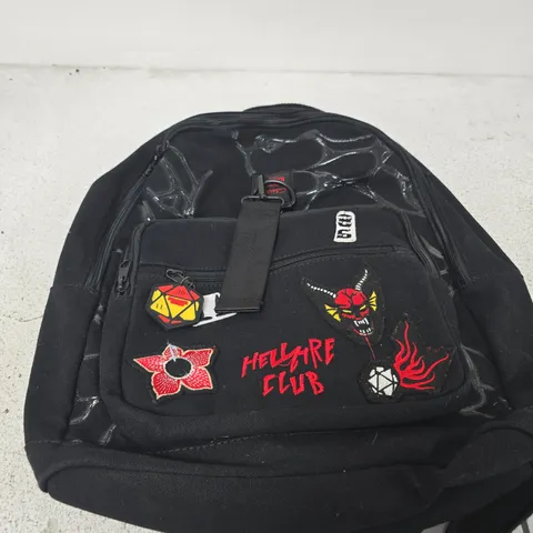 CLARKS STRANGER THINGS BACKPACK β BLACK WITH HELLFIRE CLUB PATCHES