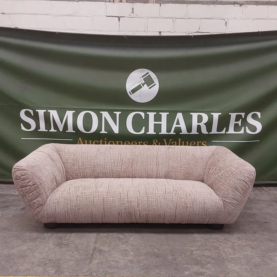 QUALITY DESIGNER ROCHE 4 SEATER OMBRA FABRIC SOFA - BEIGE 