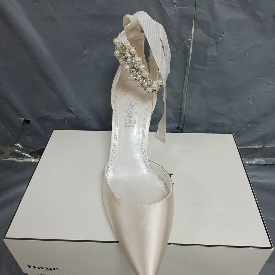 BOXED PAIR OF WOMENS DUNE LONDON CHURCH BRIDAL HIGH HEEL SHOES SIZE 5