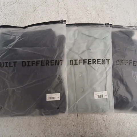 SET OF APPROXIMATELY 10 ASSORTED BUILT DIFFERENT T-SHIRTS/SHIRTS IN VARIOUS COLOURS AND SIZES
