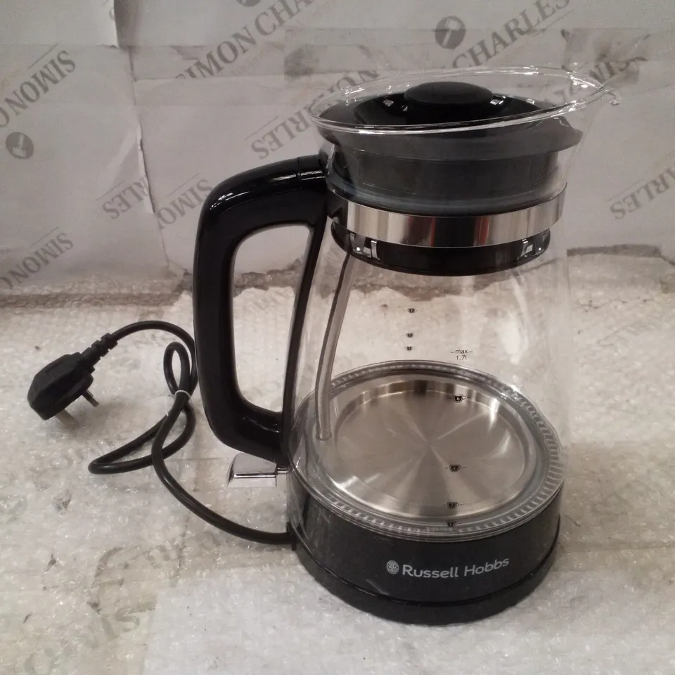 BOXED RUSSELL HOBBS CLASSICS BLACK GLASS KETTLE 