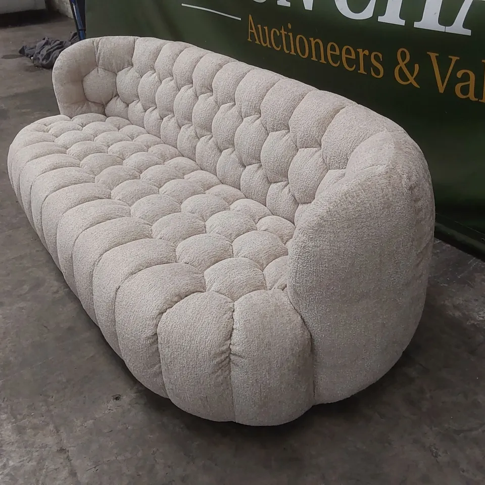 QUALITY DESIGNER HUIT OCTO 3 SEATER GLAM FABRIC SOFA - SAND