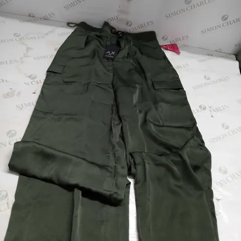 AX GREEN SILK PARIS TROUSERS SIZE 10
