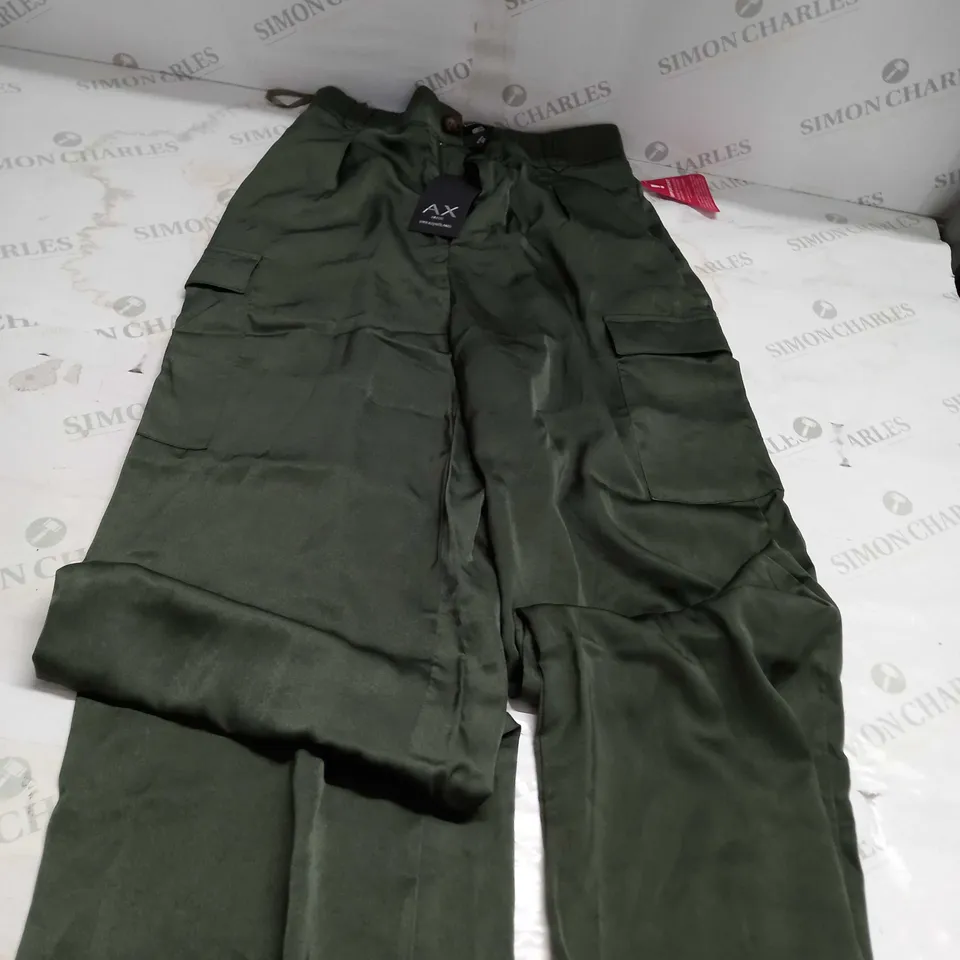 AX GREEN SILK PARIS TROUSERS SIZE 10