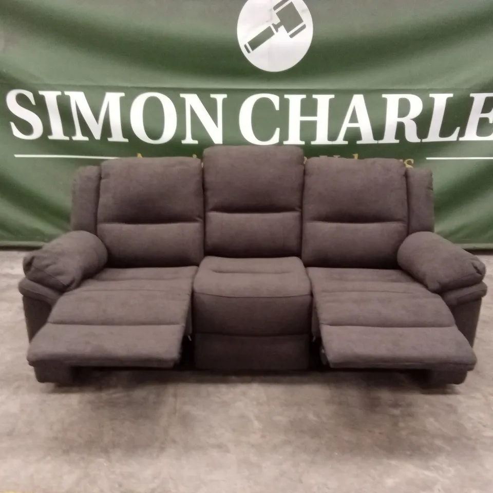 ALBION FABRIC 3 SEATER HIGH BACK MANUAL RECLINER SOFA - CHARCOAL RRP £749