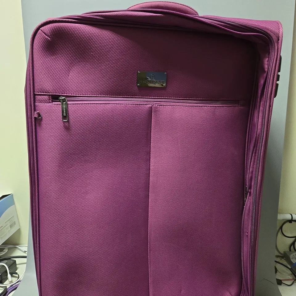 FEATHERSTONE PURPLE FABRIC 4 WHEEL SUITCASE LARGE