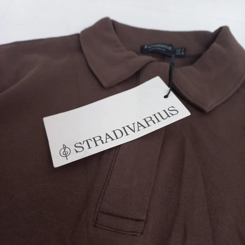 STRADIVARIUS BROWN POLO SHIRT – UK SIZE S