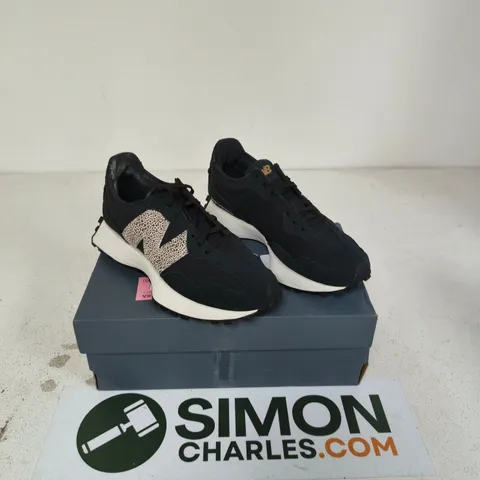 NEW BALANCE TRAINERS – BLACK WITH LEOPARD PRINT PANEL SIZE 5