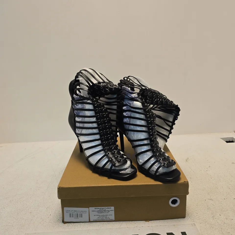 NIIHAI LOCK UP HEELS IN BLACK – WOMEN'S HIGH HEEL SANDALS, UK8 (EU42)