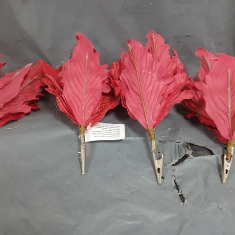 4 RED POINSETTA TREE CLIPS