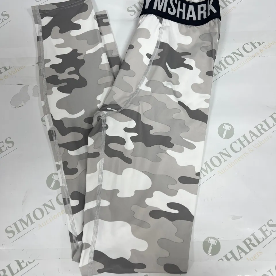 GYMSHARK CAMO PRINT LEGGINGS IN WHITE SIZE XS
