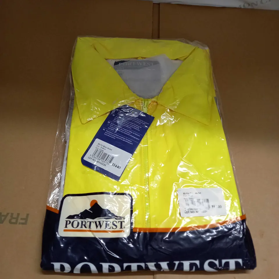 PORTWEST HI-VIS RAIN JACKET SIZE L
