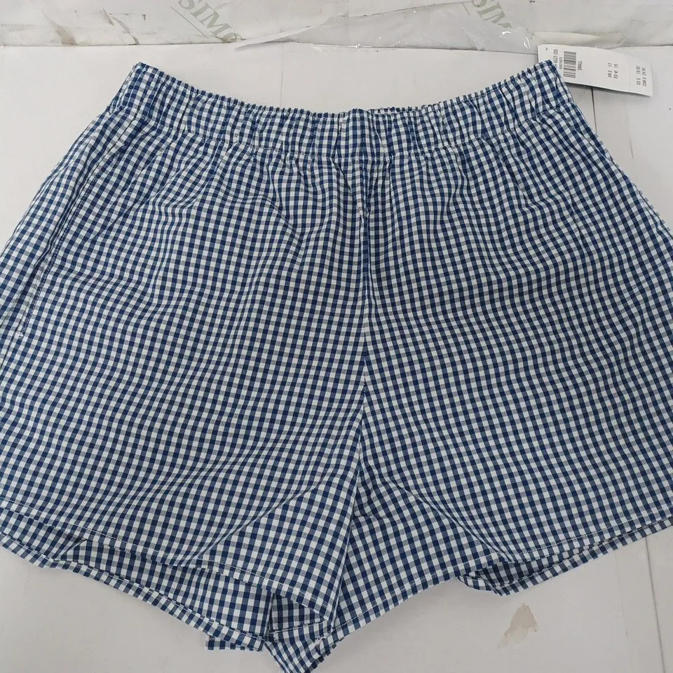 HOLLISTER SLEEP PJ SHORTS IN BLUE/WHITE CHEQUERED - SMALL