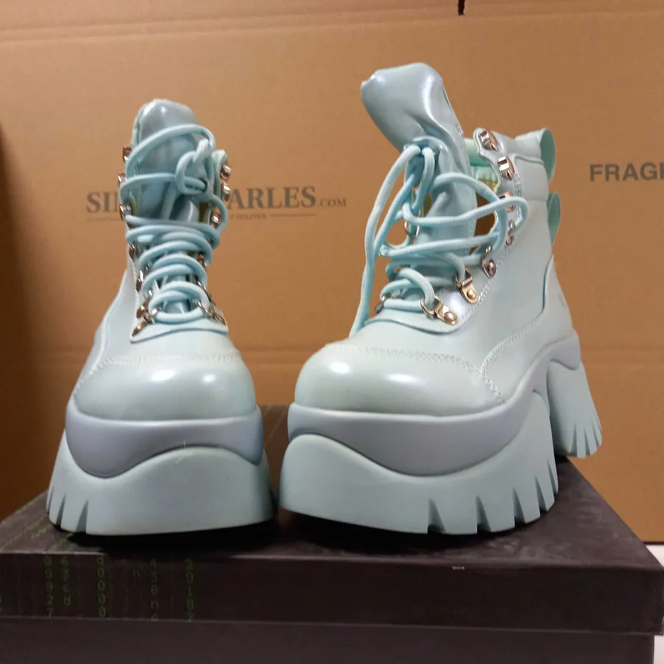 KOI GOOEY BABY BLUE PLATFORM BOOTS - SIZE 4