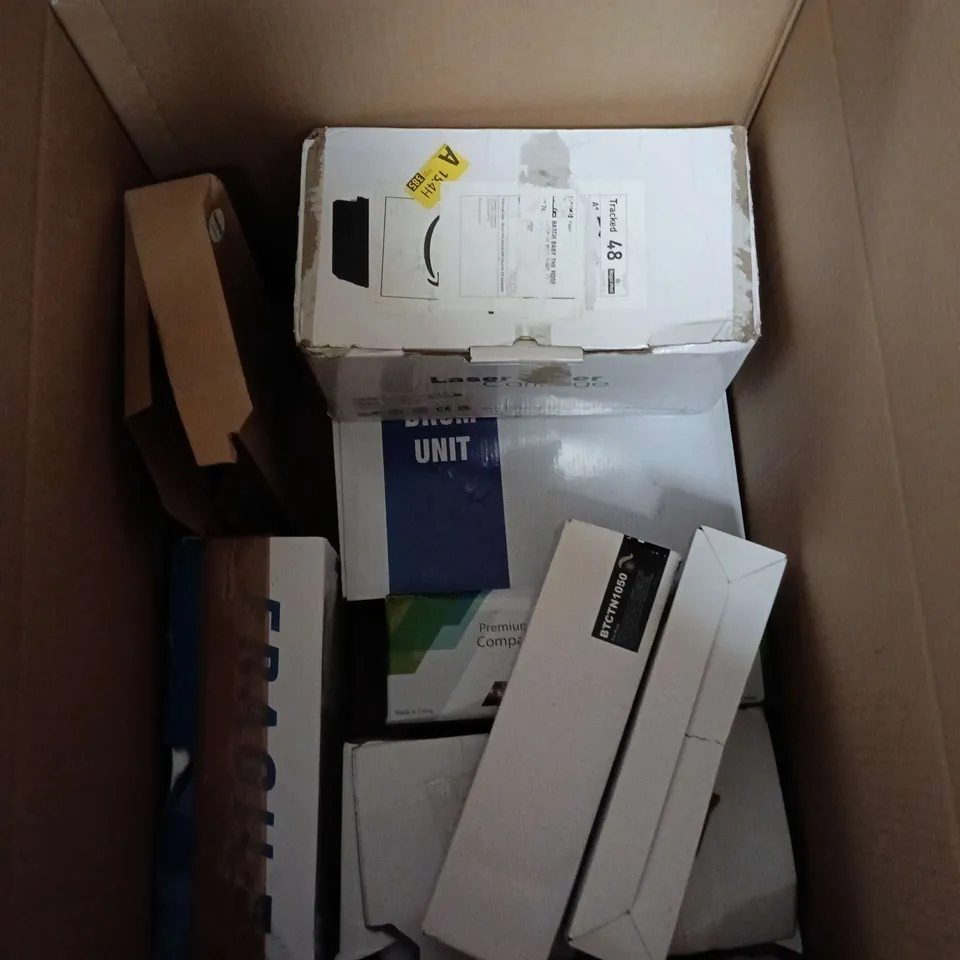 BOX OF APPROXIMATELY 7 ASSORTED TONER AND PRINTER PRODUCTS