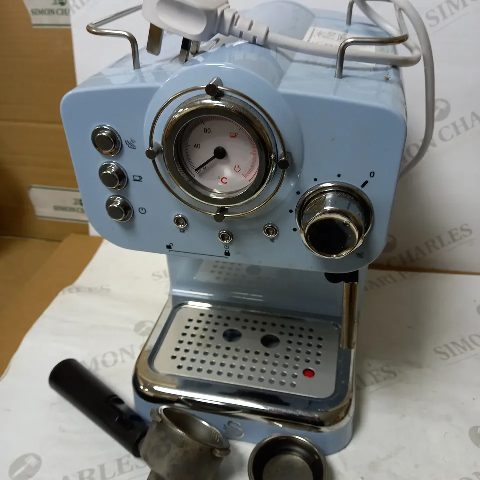 SWAN RETRO PUMP ESPRESSO COFFEE MACHINE - BLUE