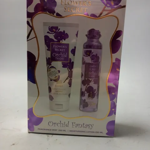 BOXED AND SEALED FLOWERS ORCHID FANTASY FRAGRANCE MIST 250ML AND MOISTURISING LOTION 250ML
