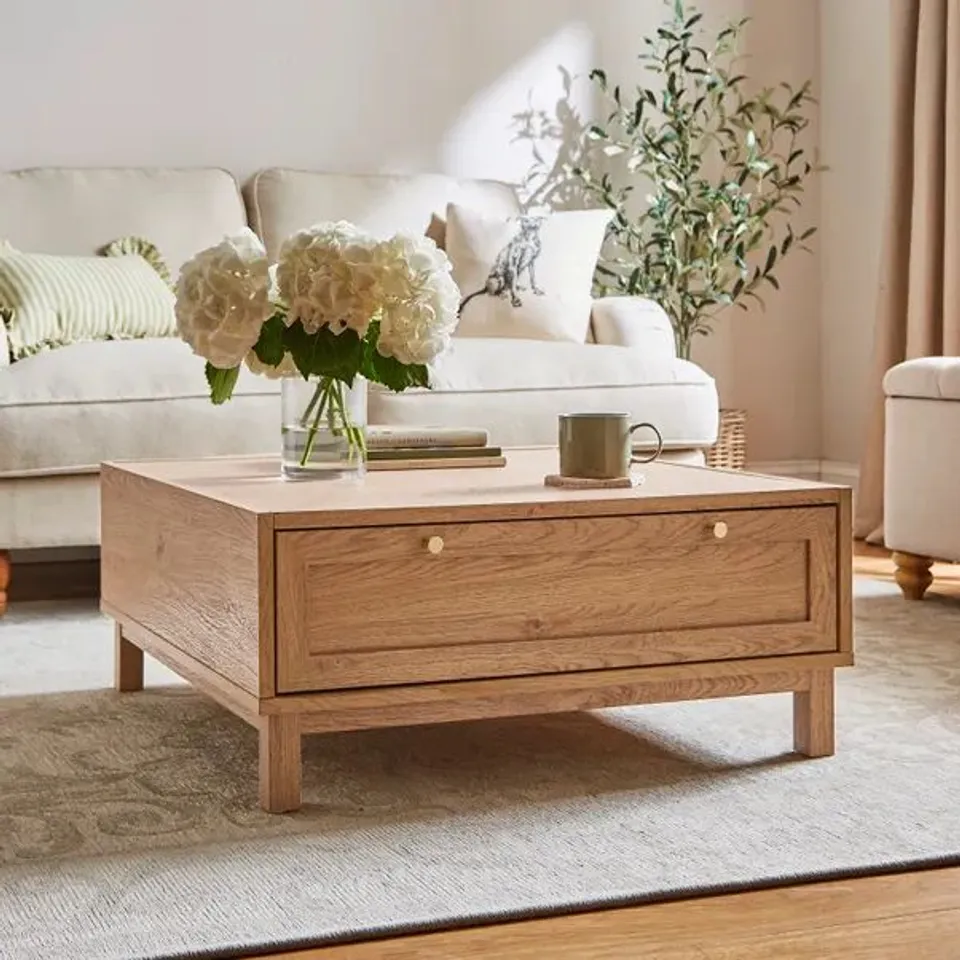 BOXED HADLEY COFFEE TABLE WITH DRAWER, OAK EFFECT (1 BOX)