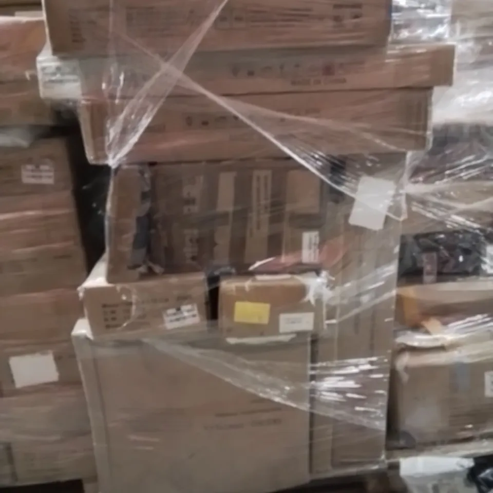 PALLET OF ASSORTED HOUSEHOLD GOODS AND PRODUCTS TO INCLUDE;ARMCHAIR,BED FRAME,PLAY MAT