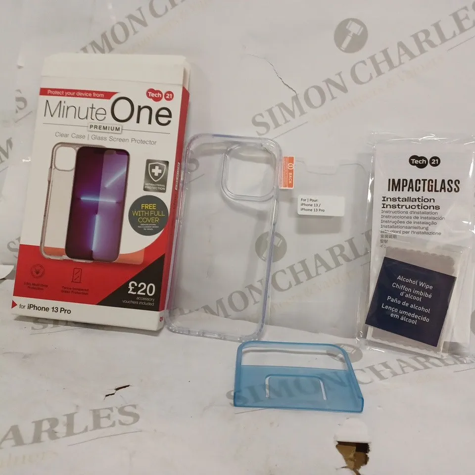 LOT OF 5 MINUTE ONE PREMIUM CLEAR CASE AND GLASS SCREEN PROTECTOR FOR IPHONE 13 PRO 