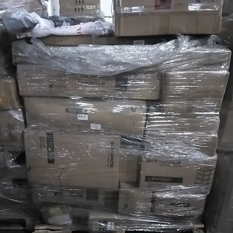 PALLET OF HOUSEHOLD ITEMS TO INCLUDE TRASH CAN, SHOE BOX, BAR STOOL AND OTHER ASSORTED ITEMS...