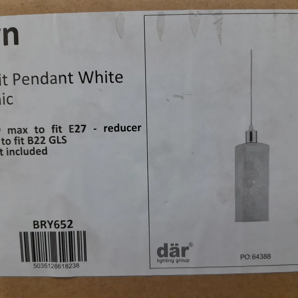 BRAND NEW BOXED DAR BRYN EASY FIT PENDANT WHITE CERAMIC (BRY652)