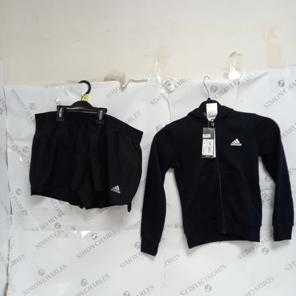 ASSORTED ADIDAS PIECES OF CLOTHING IN VARIOUS STYLES, COLOURS, AND SIZES 