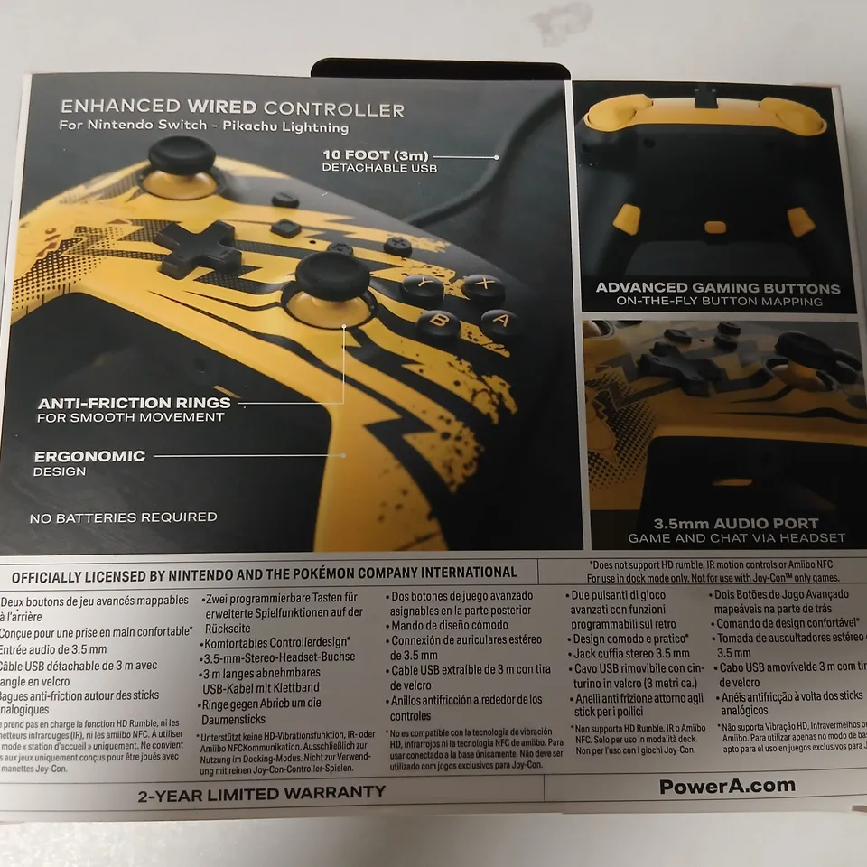 FOUR BRAND NEW POWERA ENHANCED WIRED CONTROLLER FOR NINTENDO SWITCH – PIKACHU LIGHTNING (YELLOW) – BOXED