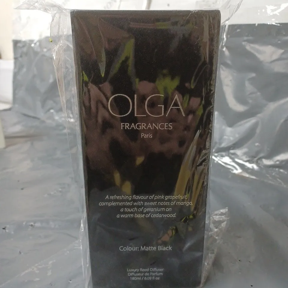 BOXED AND SEALED 180ML OLGA FRAGRANCES IN MATTE BLACK